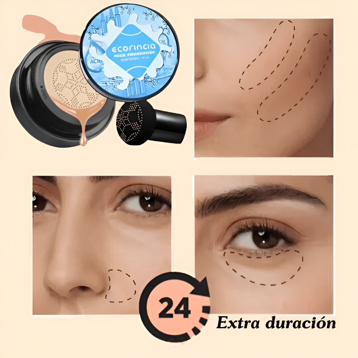 BASE MAQUILLAJE CUSHION ALTA COBERTURA - ECORINCIA