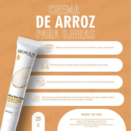 CONTORNO DE OJOS DE ARROZ CON ÁCIDO HIALURÓNICO - BIOAQUA 20g
